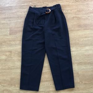 Lose fit navy blue slacks with belt